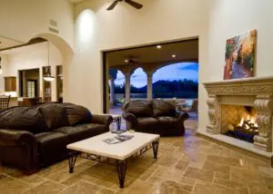 Fireplace and lounge area of a home in Whisper Rock