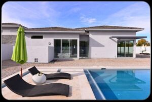 Pool and poolside area of a modern home