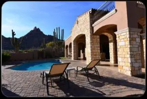 Custom Tuscan-style home with a pool