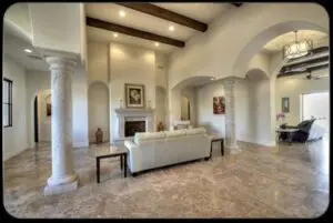 Living room area of a Tuscan-style home