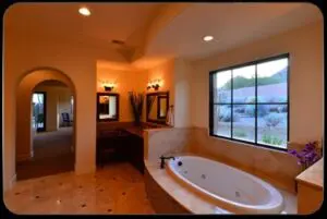 Bathroom of a Tuscan-style home